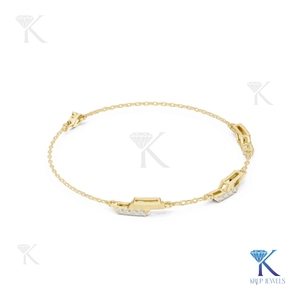 Modern Geometric Lab Grown Diamond Station Bracelet Adjustable Chain 14K 18K <b>Solid</b> <b>Gold</b> Luxury Fine Unisex Jewelry - Product Image 4