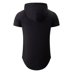 Camiseta con Capucha para Hombre, 190 g/m², 100% Algodón, Estilo Urbano, Corte Largo, Transpirable, Hip Hop, Preencogida, Casual - Product Image 3