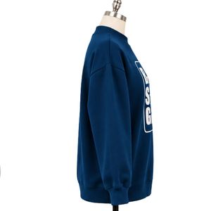 <b>Womens</b> Deep Ocean Blue Graphic Sweatshirt <b>White</b> Strong Girl Letter Print Oversized Crew Neck Long Sleeve Casual Streetwear Top - Product Image 5