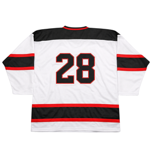 Maillot de hockey sur glace personnalisé blanc, noir et rouge, sublimation, uniforme de hockey professionnel, respirant, séchage rapide, évacuation de l'humidité - Product Image 2