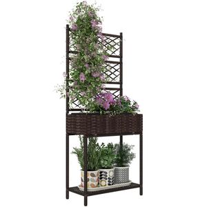 Fioriera da Giardino Marrone per Esterni con Cesto Sospeso e Vaso per Fiori e Contenitore per Piante - Product Image 5