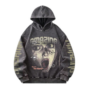 Sudadera con Capucha Gótica Y2K para Hombre, Sudadera Holgada con Estampado Grunge Retro, Sudadera Informal - Product Image 1