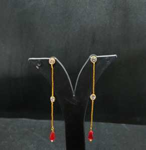 Luxury Gold Plated Clear Stone Long Dangle <b>Earrings</b> <b>Red</b> Teardrop Charm Designer Fashion Jewelry for Women Girls Wholesale - Product Image 1