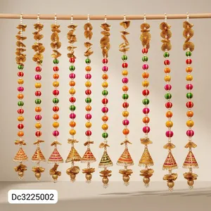 Guirlande murale décorative en tissu perlé multicolore avec pompons de perles pour Diwali et mariages - Product Image 3