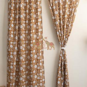 Indian Artisanal 100% Cotton Hand-Block Floral Printed Boho Design Breathable Premium <b>Curtains</b> Set - Product Image 5