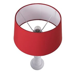 Modern White Wood Pillar Table Lamp with Red <b>Drum</b> <b>Shade</b> Decorative <b>Lighting</b> for Living Room - Product Image 4