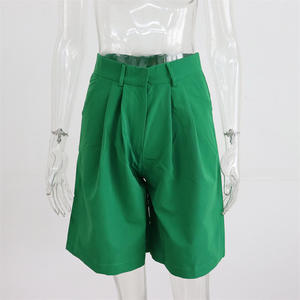 Shorts Rectos de Verano para Mujer, Casuales, de Color Sólido, Cintura Media, con Bolsillos con Cremallera, Transpirables y Ecológicos - Product Image 2