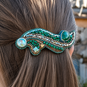 Pinza para el pelo retro con bordado y cuentas, estilo bohemio, para fiestas festivas y bodas, para mujer, pinza llamativa para el pelo - Product Image 1