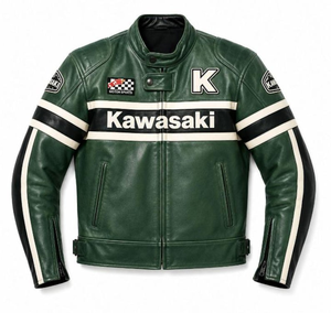 เสื้อแจ็คเก็ตหนังสำหรับขี่มอเตอร์ไซค์ Unisex Rawasaki ทนทานและสวมใส่สบาย ตัดเย็บตามสั่ง มาตรฐาน CE - Product Image 1