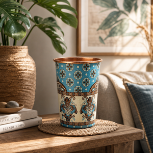 Vaso de Cobre Puro con Diseño Impreso, Hecho a Mano, Ayurvédico, para Agua, para Hogar, Cocina, Bar, Hotel, Restaurante - Product Image 3