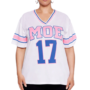 Maillot de football américain unisexe surdimensionné en maille blanche, col en V, respirant, en polyester, personnalisable pour équipe, grandes tailles, OEM, faible MOQ, vente en gros - Product Image 1