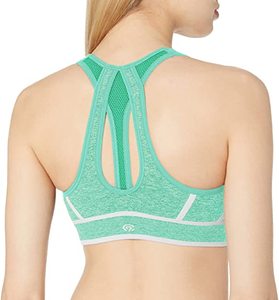 Women's Purple <b>Mesh</b> Sports Bra With White Accents Seamless Workout <b>Top</b> High Support Athletic Bra - Product Image 4