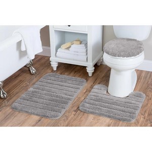 Tapis de bain et tapis de douche antidérapants durables en jacquard, coton et polyester, doux, séchage rapide, avec support antidérapant pour hôtel - Product Image 1