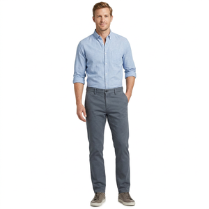 Pantalones Oxford Grises para Hombre, Estilo Chino, Cintura Media, Corte Recto, Antiarrugas, con Bolsillos, para Invierno, Multibolsillos, Carga Media - Product Image 3