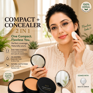Herbal 2 in 1 <b>Powder</b> <b>Compact</b> Concealer Matte Waterproof Long Lasting Makeup for Uneven Skin Tone - Product Image 1