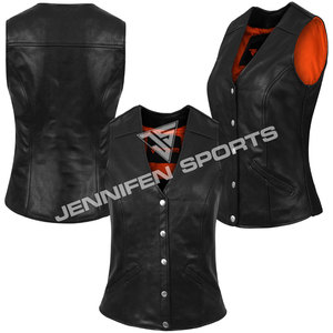 Chaleco de Cuero Genuino Impermeable de Alta Calidad para Mujer, Talla Personalizada, Ropa Exterior para Motocicleta con Diseño Transpirable y Bolsillos - Product Image 4