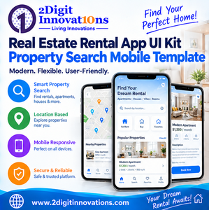 ชุดอุปกรณ์ UI สำหรับแอปให้เช่าอสังหาริมทรัพย์ 2digitinnovations สำหรับการออกแบบมือถือหลายระบบปฏิบัติการ พร้อมเวอร์ชันอินเทอร์เน็ตและการค้นหาอสังหาริมทรัพย์ - Product Image 3