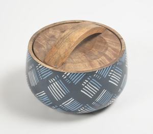 กระป๋องไม้สีกรมท่าเคลือบทำด้วยมือแบบสร้างสรรค์พร้อมฝาปิด - Product Image 2