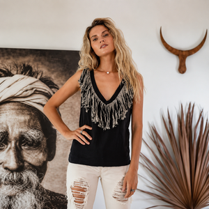 Blusa Boho sin Mangas con Cuello en V y Flecos para Mujer, Talla Grande, Top de Verano con Adorno de Borlas, Camisa Ligera y Elegante - Product Image 2