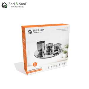 Ensemble de thali en acier inoxydable martelé au diamant pour le dîner Ensembles de vaisselle de qualité supérieure - Product Image 2