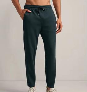 Pantalon de jogging formel pour homme en toile avec poches, taille élastique, taille mi-haute, en polyester et coton, coupe large - Product Image 1