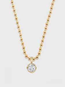 Collier à pendentif en diamant de laboratoire de 2 carats, taille ronde, serti clos, en or massif 14K, avec chaîne à billes de 3mm, 17 pouces, pour superposition, bijoux fins - Product Image 1