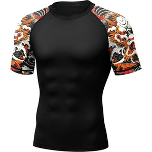 Factory Wholesale Rash Guard <b>Men</b> Custom Sublimation <b>Compression</b> <b>Shirt</b> Quick Dry Fitness Sports Training Wear - Product Image 5