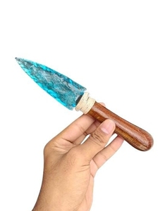 Herramienta de obsidiana azul con mango de madera artesanal, cuchillo de cristal hecho a mano, regalo de cristal curativo para rituales espirituales y decoración. - Product Image 2