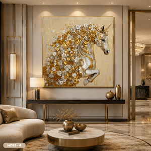 Cuadro Decorativo de Lujo con Caballos Corriendo en Seda, Arte Decorativo para el Hogar, Directo de Fábrica OEM, Marca HALO, Vietnam - Product Image 3