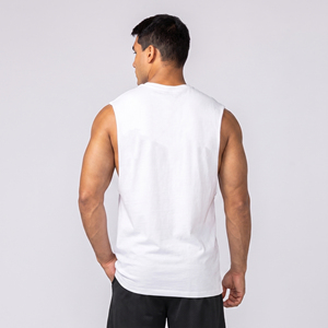 Débardeur blanc sans manches pour homme Marajdin, col rond uni, décontracté, respirant, 100 % polyester, anti-boulochage, broderie 3D - Product Image 2