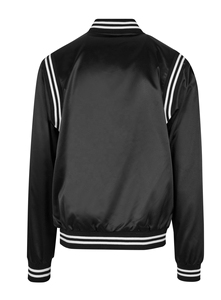 Chaqueta de béisbol Letterman de estilo casual para hombre, chaqueta universitaria completamente blanca de satén para hombre. - Product Image 4