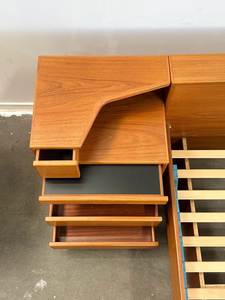 Solid Teak Wooden <b>Bed</b> <b>Frame</b> Minimalist Modern <b>Platform</b> <b>Bed</b> With Side Storage Drawer for Bedroom - Product Image 6