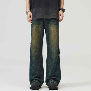 Unique Style Custom Made Men Casual <b>Button</b> <b>Fly</b> Baggy <b>Jeans</b> Pants-100% Cotton Customizable Colors & Sizes - Product Image 1