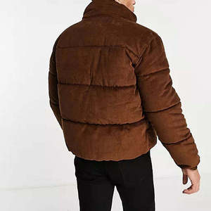 Winter Brown Color Blank <b>Velvet</b> <b>Mens</b> Streetwear Coat Warm Down Bubble <b>Jacket</b> - Product Image 3