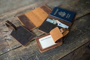 Custom Genuine Leather Luggage <b>Tags</b> Privacy Cover <b>Suitcase</b> Labels Personalized Travel Bag <b>Tags</b> Wholesale Gifts LMP-0151 - Product Image 6