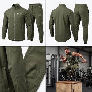 Conjunto Deportivo de Entrenamiento Unisex para Adultos al por Mayor, Bordado Personalizado, Ligero, de Secado Rápido, de Forro Polar Técnico, 2 Piezas, para Correr - Product Image 4