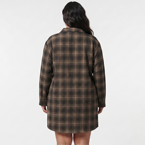 Camisón de Franela Largo para Mujer, Camisa de Dormir Holgada a Cuadros, Ropa de Dormir 100% Algodón para Mujer - Product Image 2