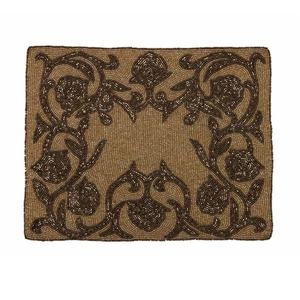 ร้อนขายแฮนด์เมดสีเบจและทองลูกปัดแก้วตารางตกแต่งลูกปัดสถานที่ Mat ลูกปัดแก้วชาร์จสําหรับโต๊ะรับประทานอาหาร - Product Image 1