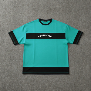 T-shirt de sport surdimensionné personnalisé pour homme, 100 % coton, avec empiècements contrastants et panneaux en maille, coupe décontractée ajustée pour l'entraînement - Product Image 6