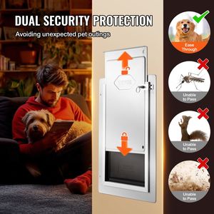Piccola porta per animali domestici con serratura e sistema a 3 lembo magnetico con struttura metallica a parete forniture per animali - Product Image 6