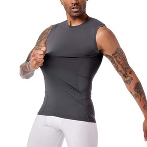 Débardeur sans manches pour homme, col rond, couleur unie, respirant, tricoté, coupe ajustée, pour la gym, l'entraînement, vêtement décontracté, gris foncé - Product Image 3