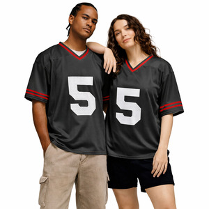 Camiseta deportiva unisex de malla para fútbol americano con cuello en V, transpirable, con rayas, para fútbol, con logo personalizado. - Product Image 3