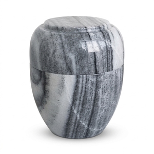 Urne funéraire cylindrique en marbre gris naturel, artisanale, pour cendres humaines, souvenir commémoratif, écologique et durable pour adulte - Product Image 6