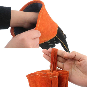 ถุงมือเชื่อมไทกล็อคแบบพรีเมียม โลโก้สั่งทำได้ รับผลิตแบบ OEM/ODM หนังแพะนุ่ม ทนความร้อน ถุงมือนิรภัย จัดส่งจากโรงงาน - Product Image 4