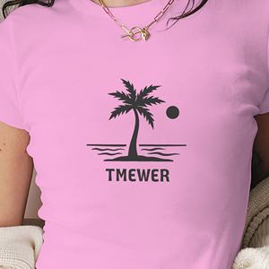 Camiseta corta de moda minimalista para mujer con tema de playa o tropical - Product Image 2