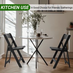 4 Pack sedie pieghevoli nere interamente in plastica sedili imbottiti leggeri impilabili sedie da esterno per cene in giardino - Product Image 1