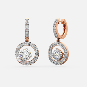 Boucles d'oreilles en diamant radiant taille ronde, or massif 18 carats, certifiées IGI, cadeau de luxe pour fiançailles et mariage - Product Image 2