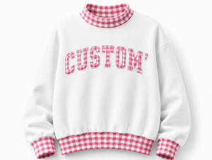 Customized Women Oversized <b>Mock</b> <b>Neck</b> Plaid Trim Sweatshirt Casual Pullover Fleece <b>Top</b> Casual <b>Mock</b> <b>Neck</b> For Women - Product Image 2