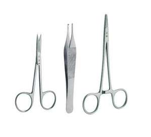 Kit de ciseaux à sutures manuels en acier inoxydable de qualité chirurgicale O R, kit de retrait de sutures certifié pour étudiants en médecine et infirmières par Dentavex - Product Image 1
