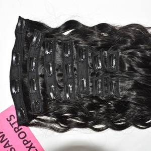 Extensiones de Cabello Indio al por Mayor con Clip, Ondas Profundas Sueltas, Doble Trama a Máquina, Cabello Humano Virgen Remy 100% Original, 100g - Product Image 6